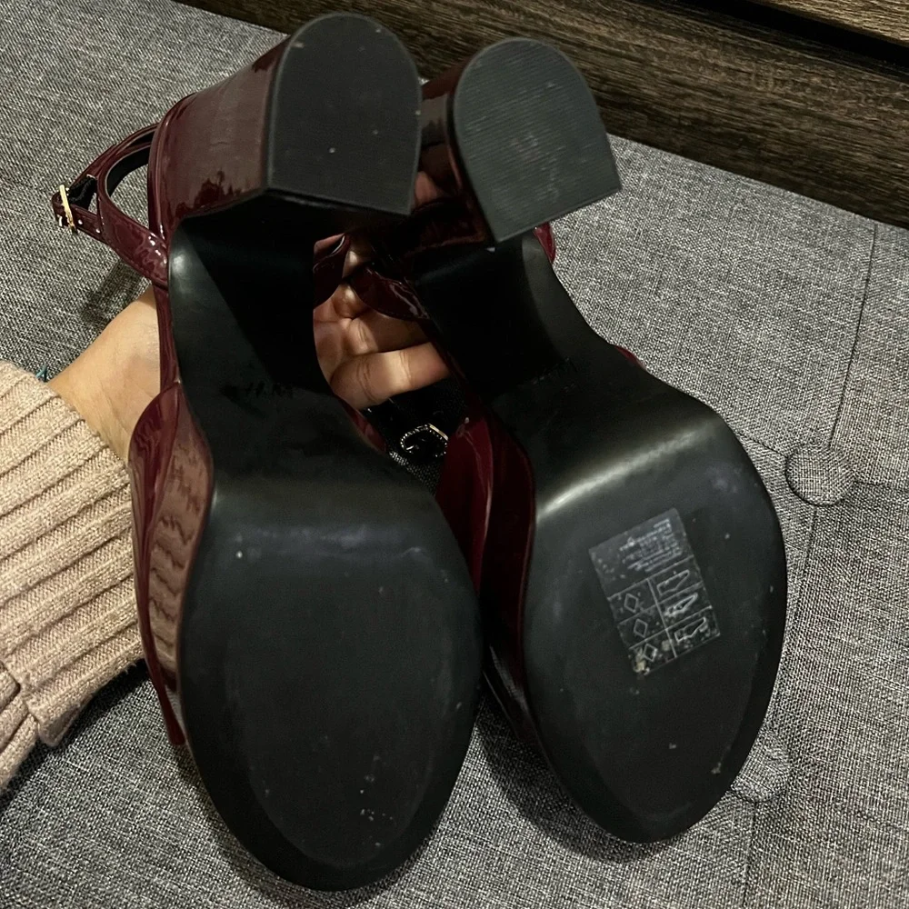 H&M Burgundy Heeled Platform Sandals. - Picture 5 of 5